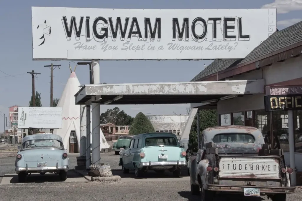 Classic car vintage gas station Route 66